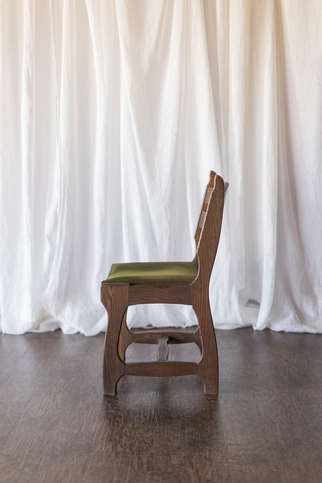 Set of Six Danish Modern Dining Chairs - Green Upholstery As Found