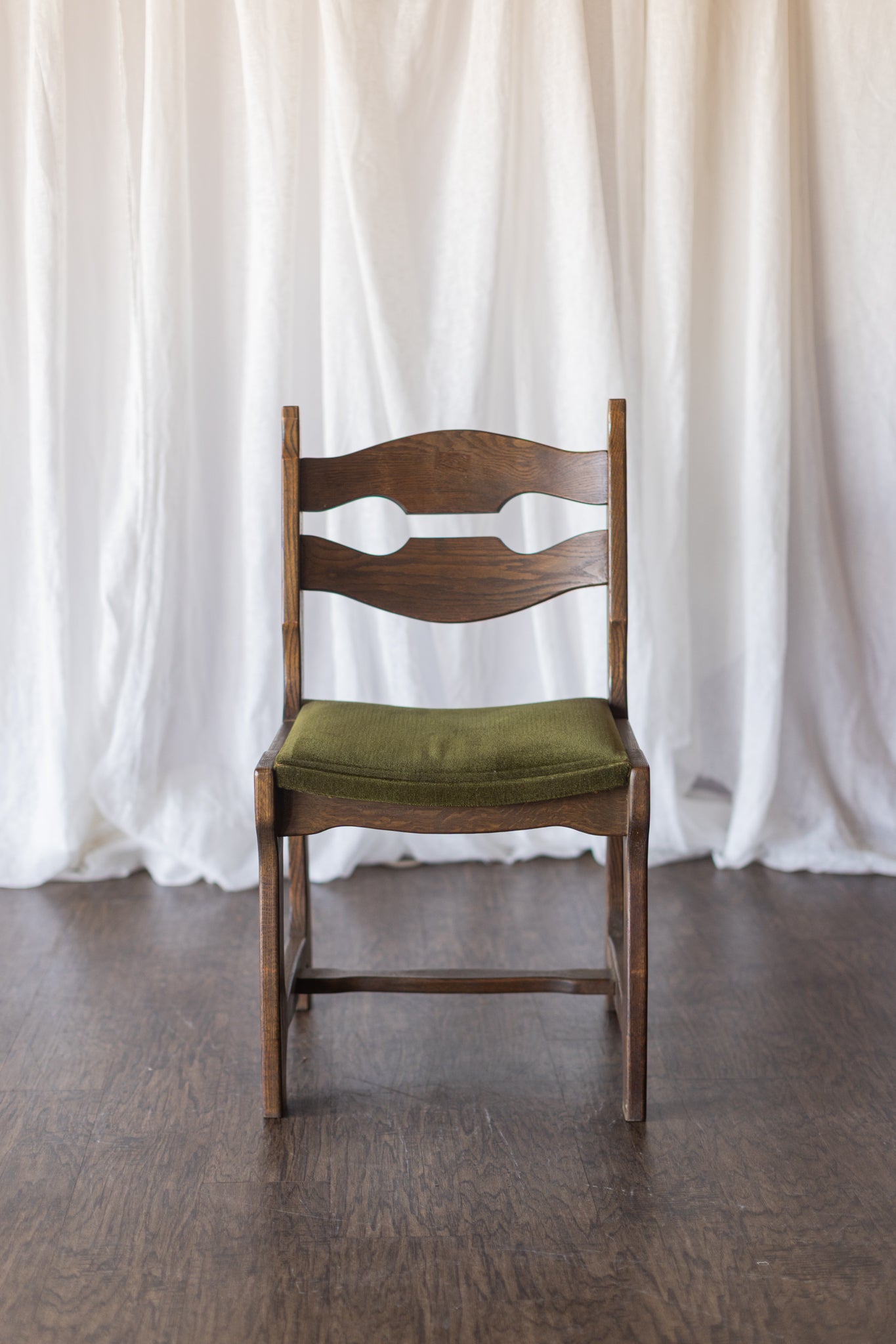Set of Six Danish Modern Dining Chairs - Green Upholstery As Found