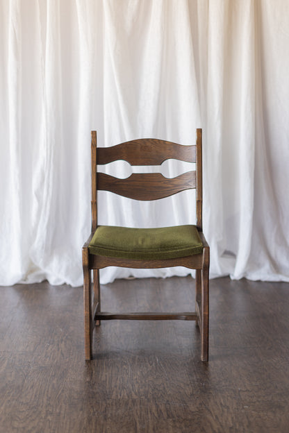 Set of Six Danish Modern Dining Chairs - Green Upholstery As Found