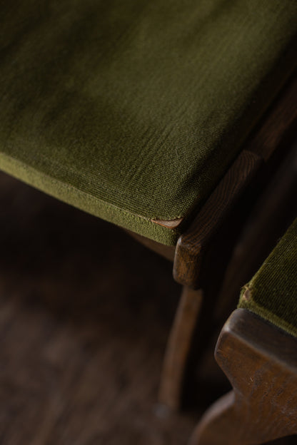 Set of Six Danish Modern Dining Chairs - Green Upholstery As Found