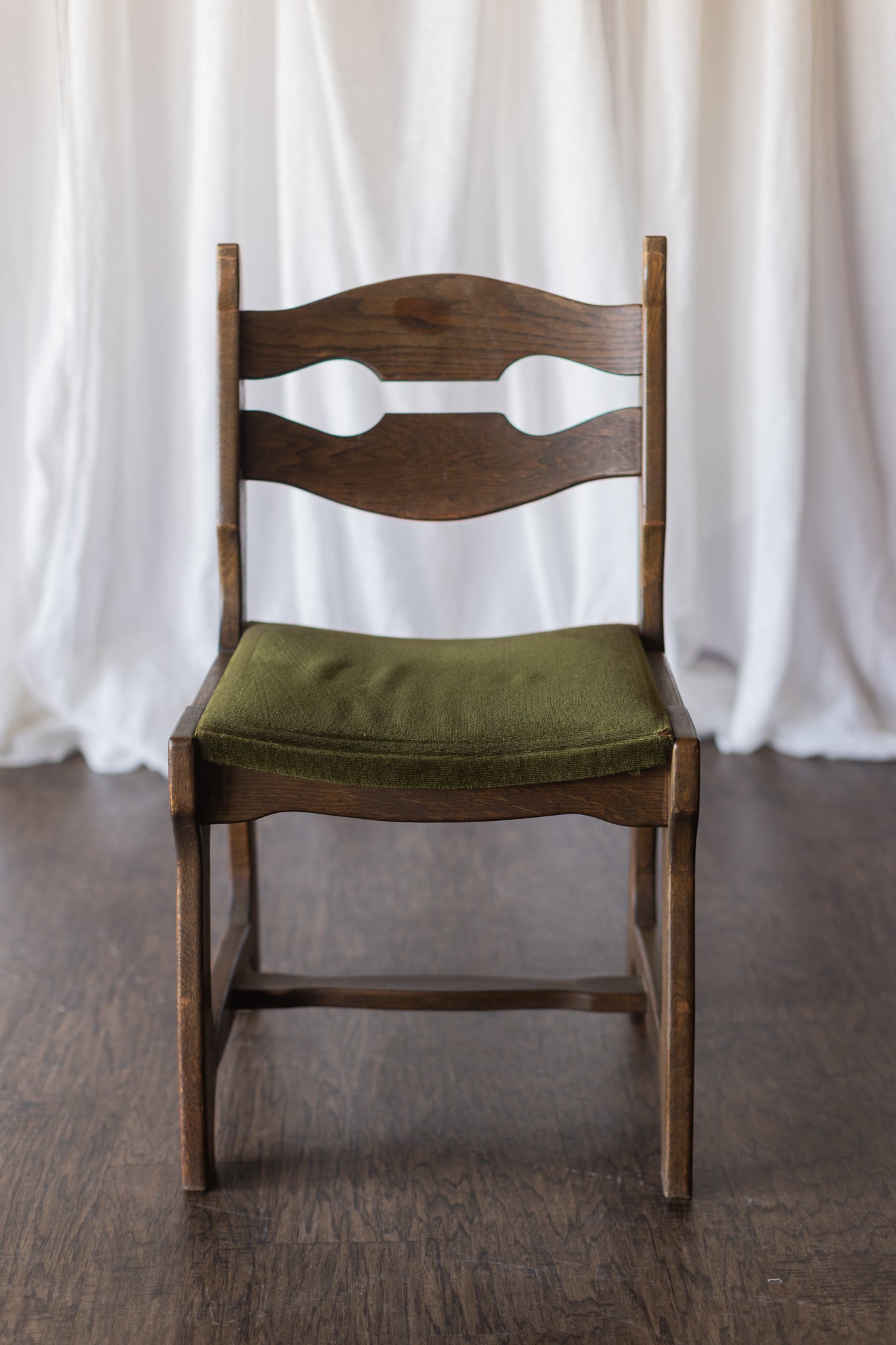 Set of Six Danish Modern Dining Chairs - Green Upholstery As Found