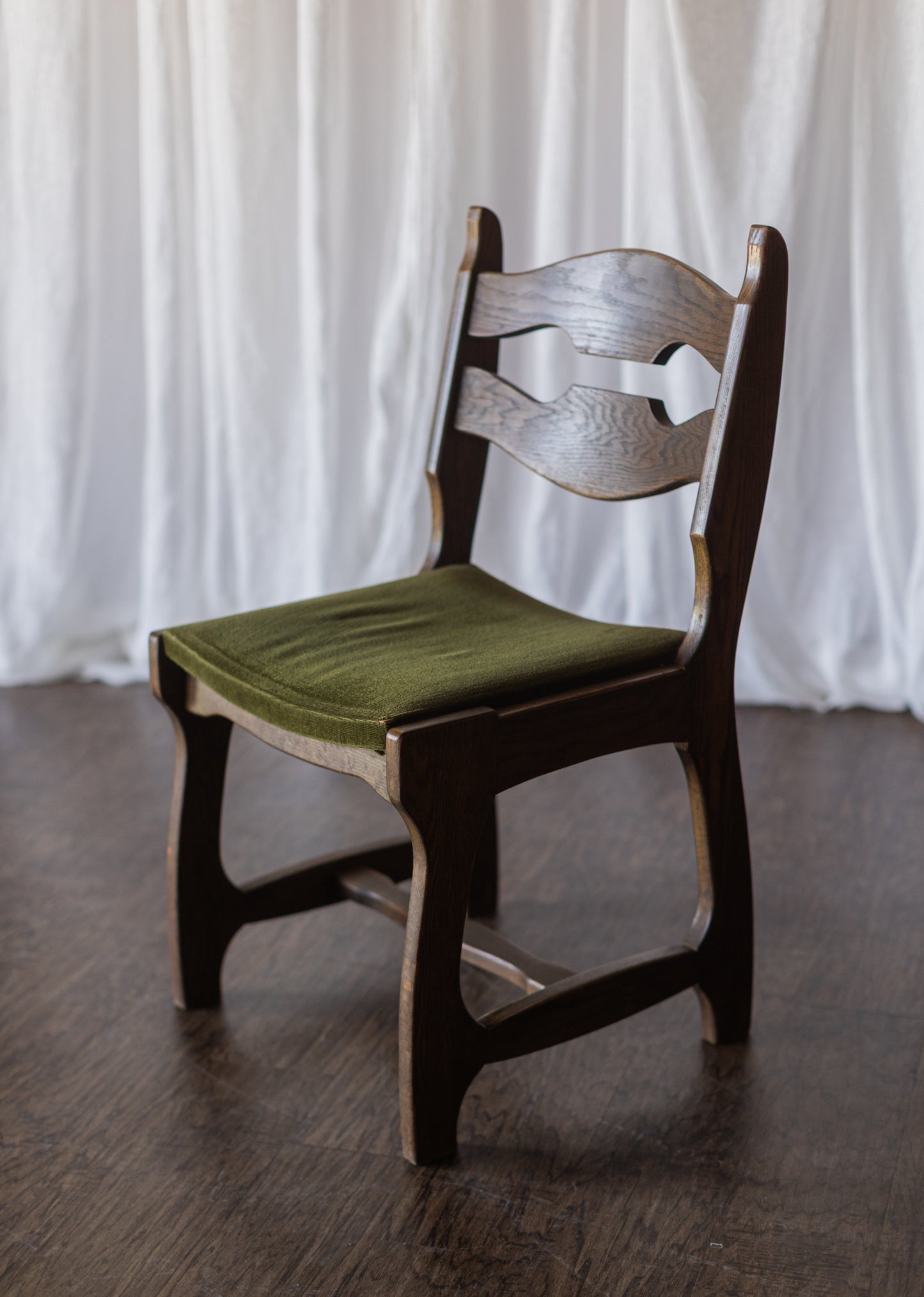 Set of Six Danish Modern Dining Chairs - Green Upholstery As Found