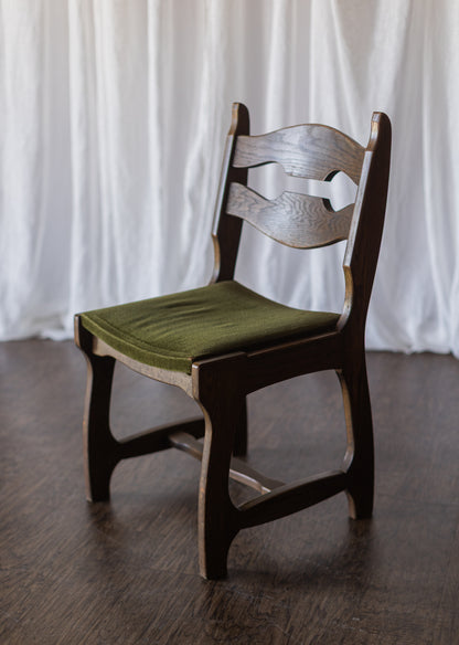 Set of Six Danish Modern Dining Chairs - Green Upholstery As Found