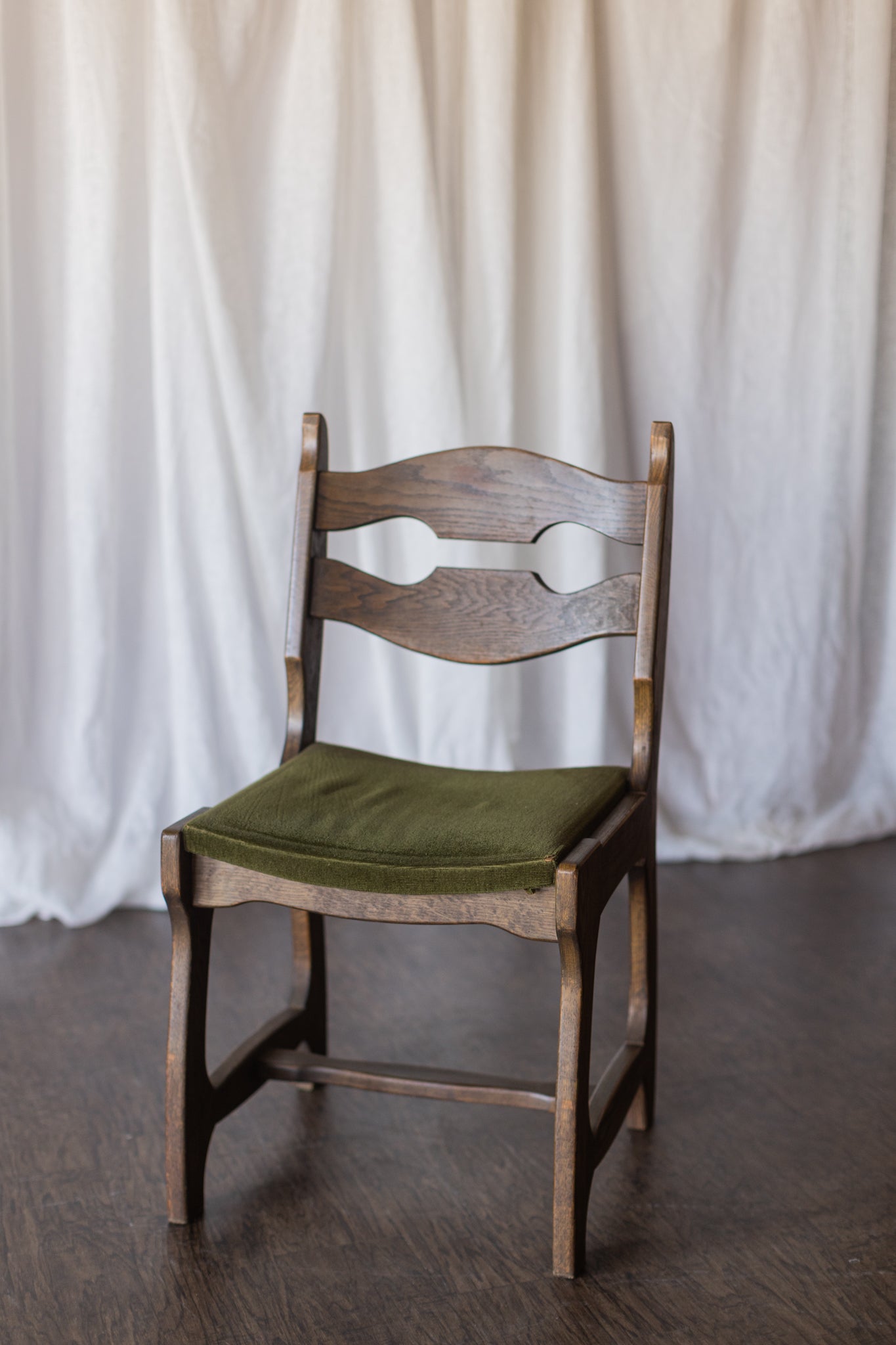 Set of Six Danish Modern Dining Chairs - Green Upholstery As Found
