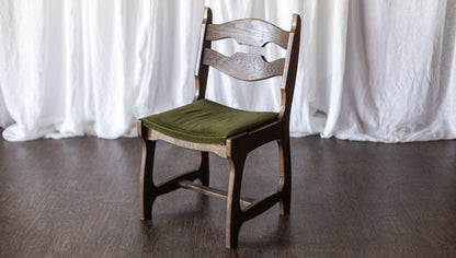 Set of Six Danish Modern Dining Chairs - Green Upholstery As Found