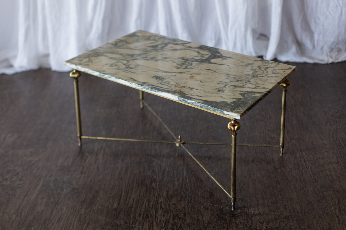 Brass and Marble Rectangle Coffee Table