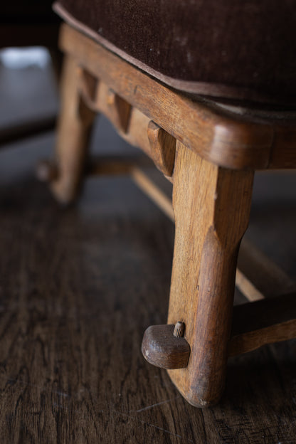 Danish Modern Wood Chairs- Brown Upholstery As Found