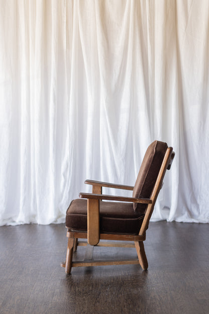 Danish Modern Wood Chairs- Brown Upholstery As Found