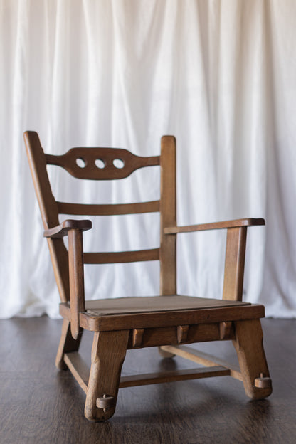 Danish Modern Wood Chairs- Brown Upholstery As Found
