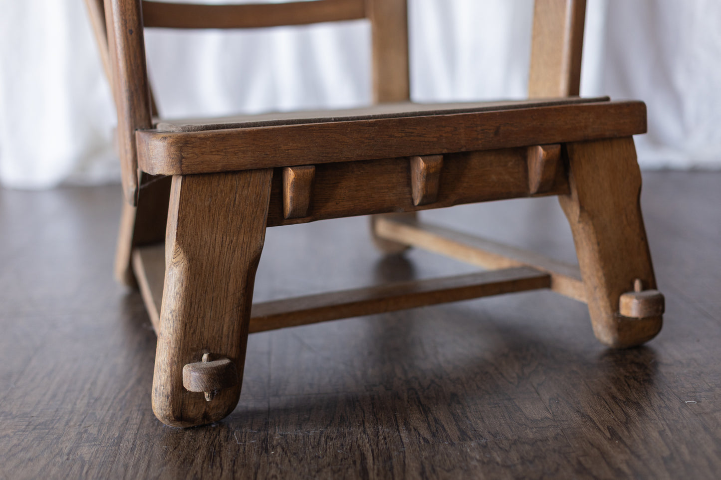 Danish Modern Wood Chairs- Brown Upholstery As Found