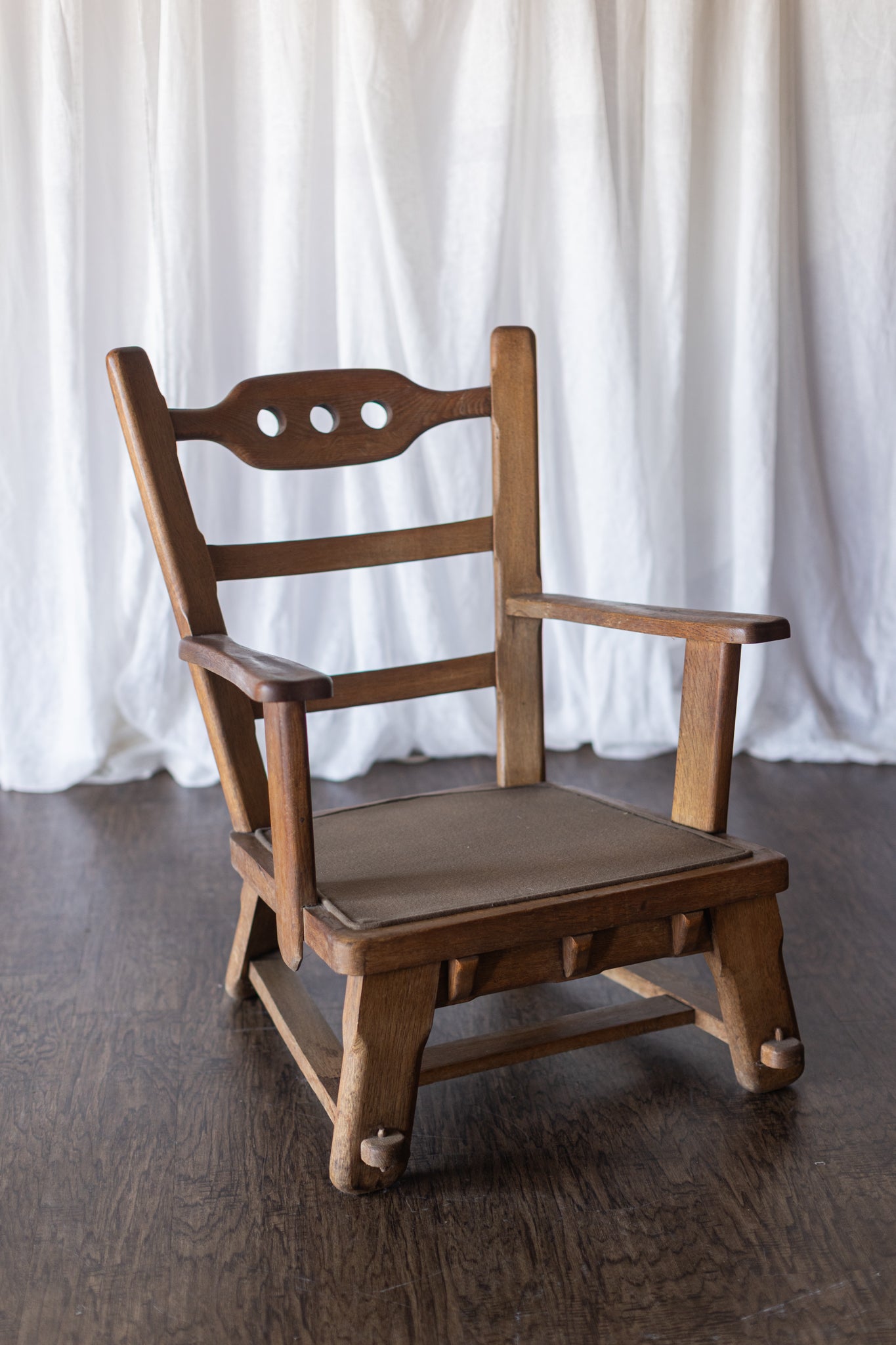 Danish Modern Wood Chairs- Brown Upholstery As Found