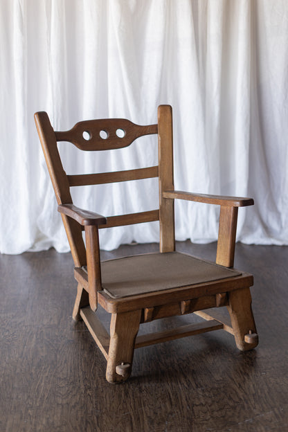 Danish Modern Wood Chairs- Brown Upholstery As Found