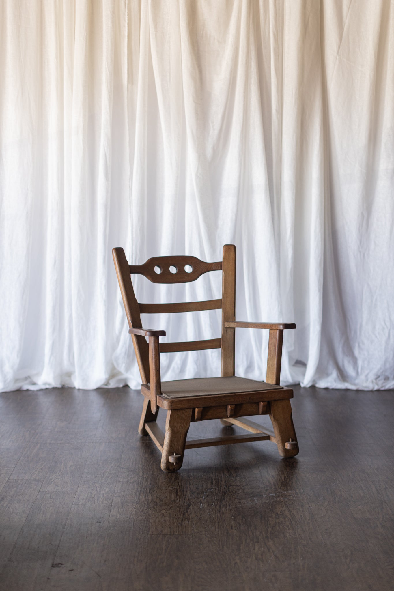 Danish Modern Wood Chairs- Brown Upholstery As Found