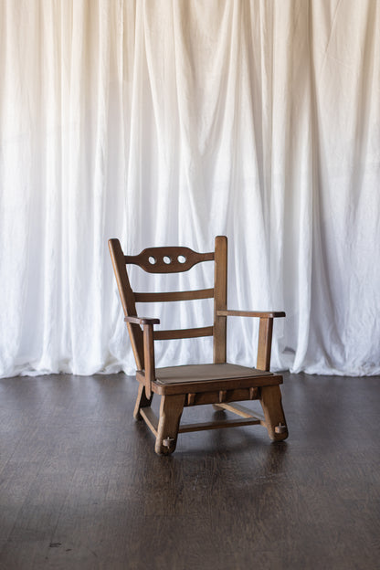 Danish Modern Wood Chairs- Brown Upholstery As Found