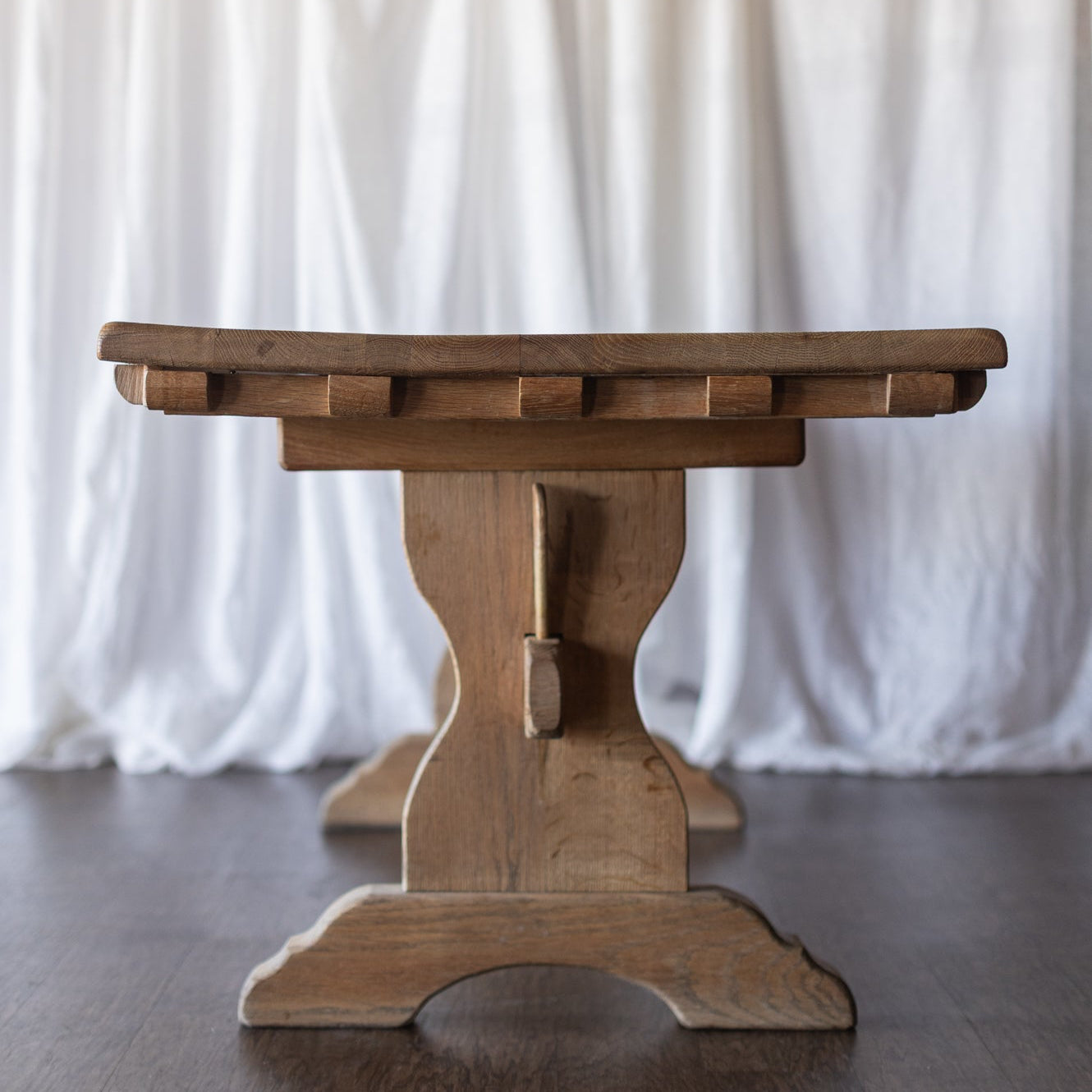 White Oak Dentil Detail Trestle Table