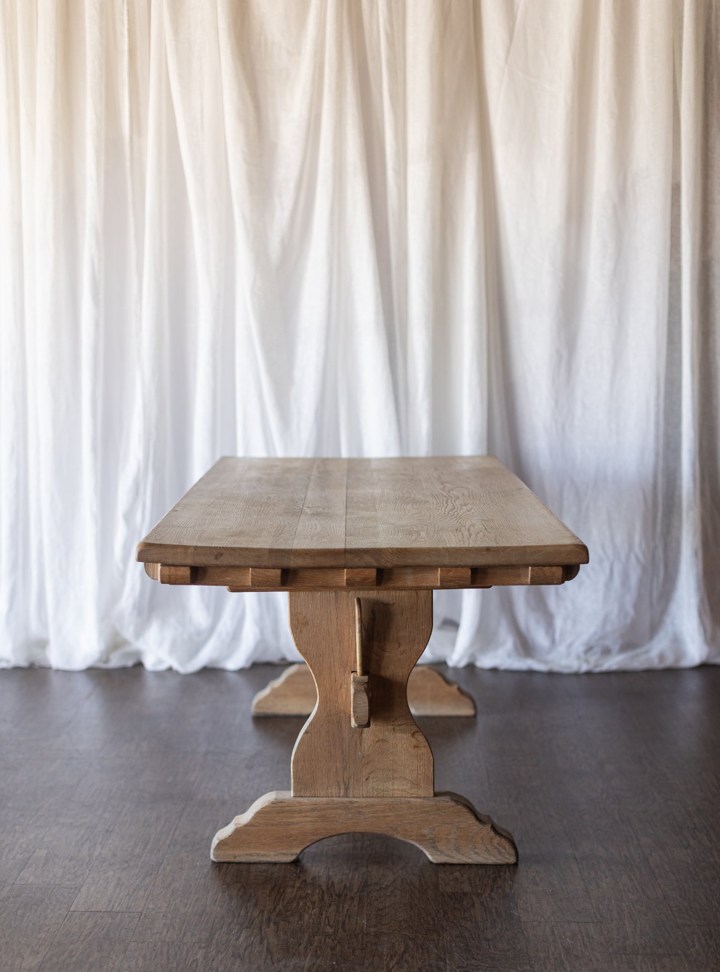 White Oak Dentil Detail Trestle Table