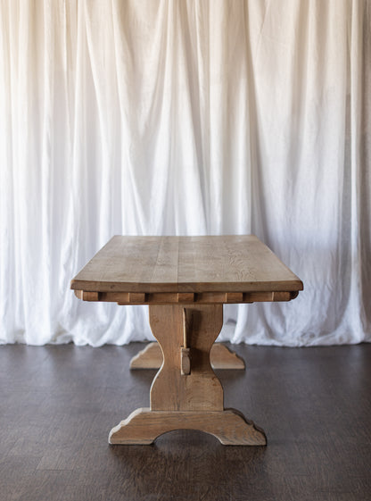White Oak Dentil Detail Trestle Table