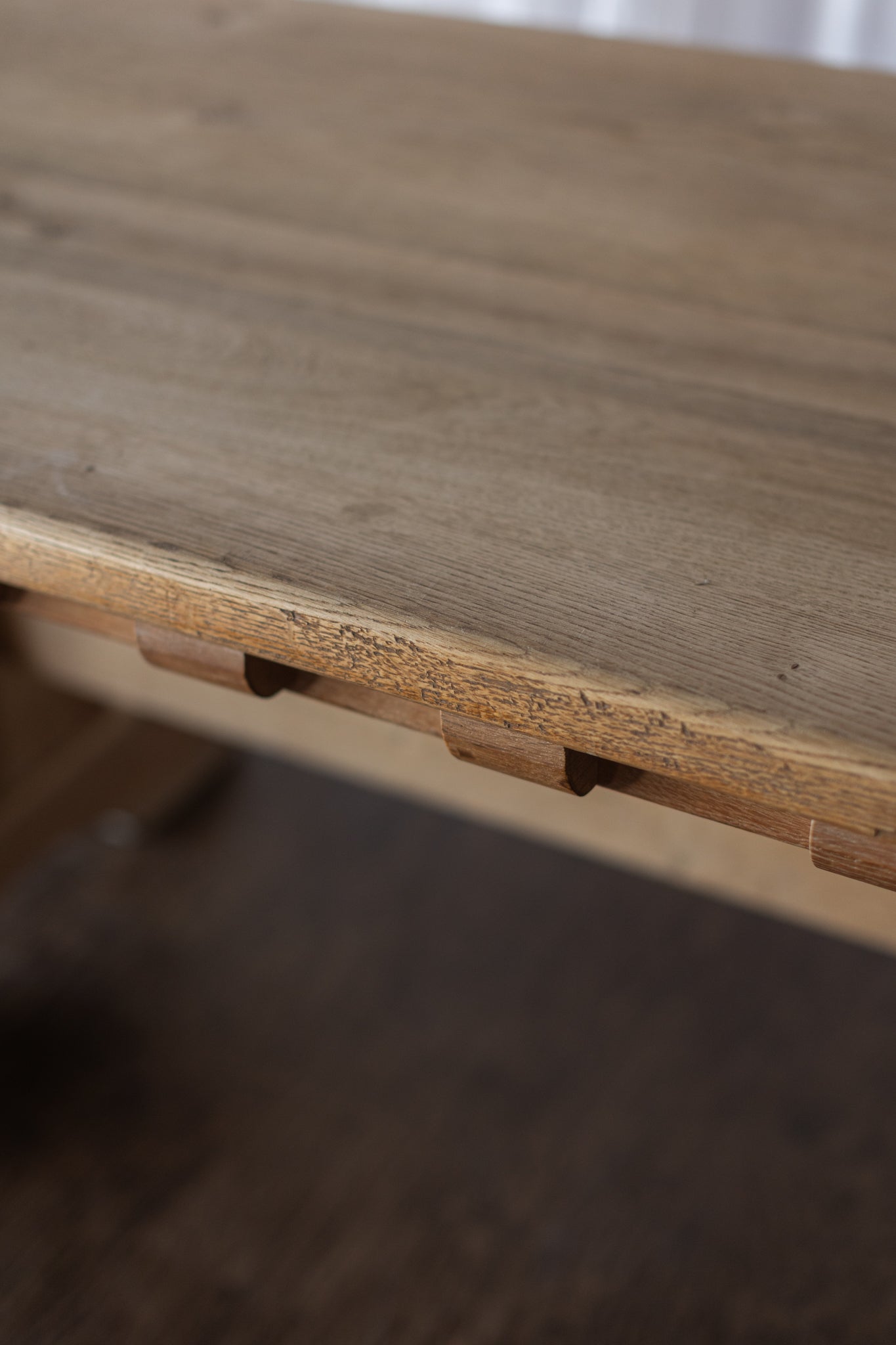 White Oak Dentil Detail Trestle Table
