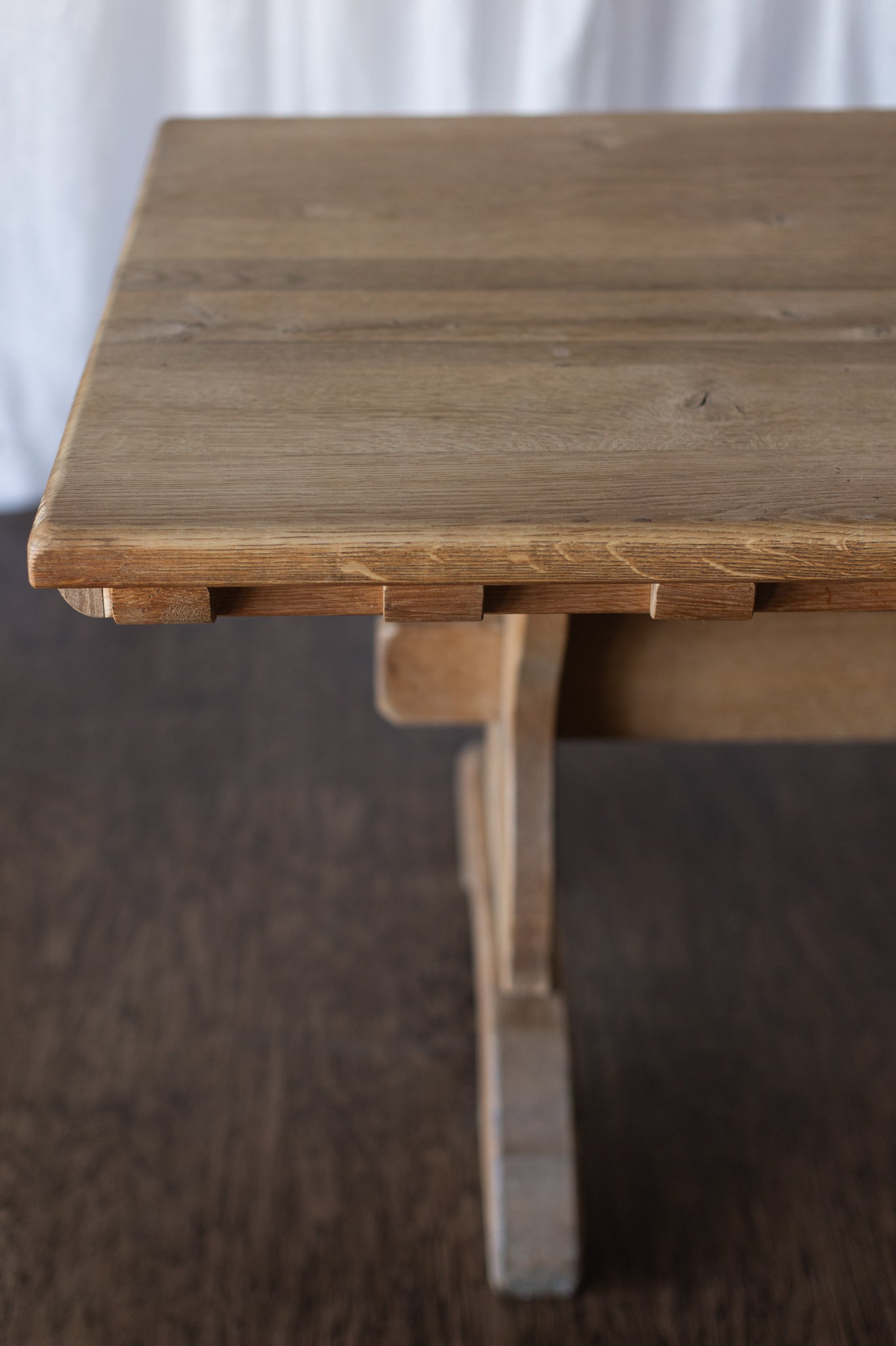 White Oak Dentil Detail Trestle Table