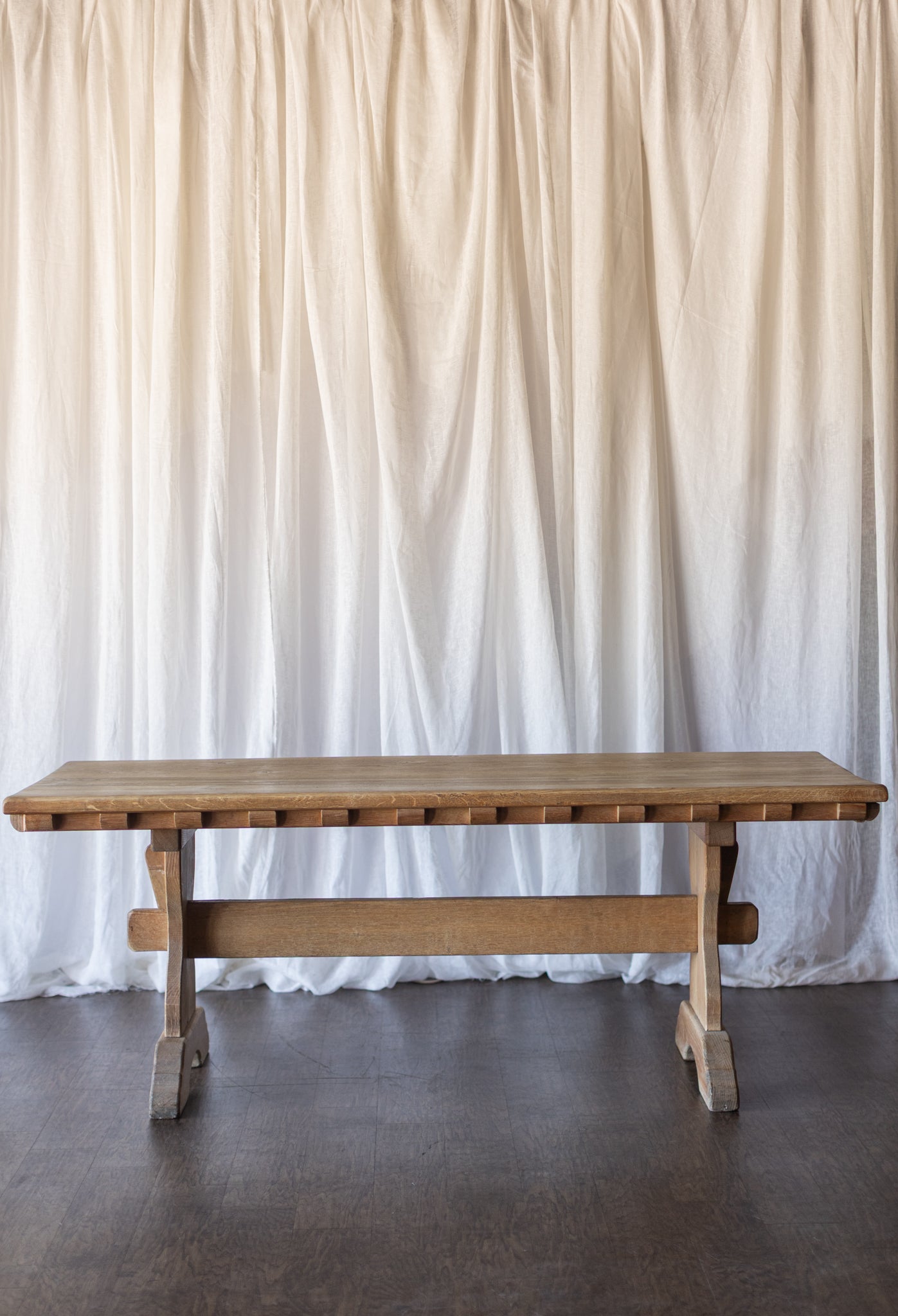 White Oak Dentil Detail Trestle Table