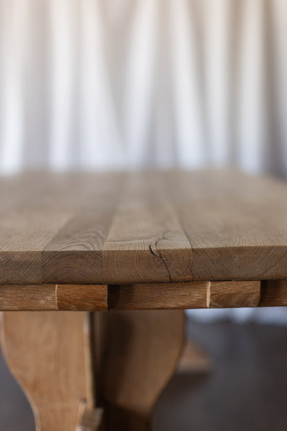 White Oak Dentil Detail Trestle Table