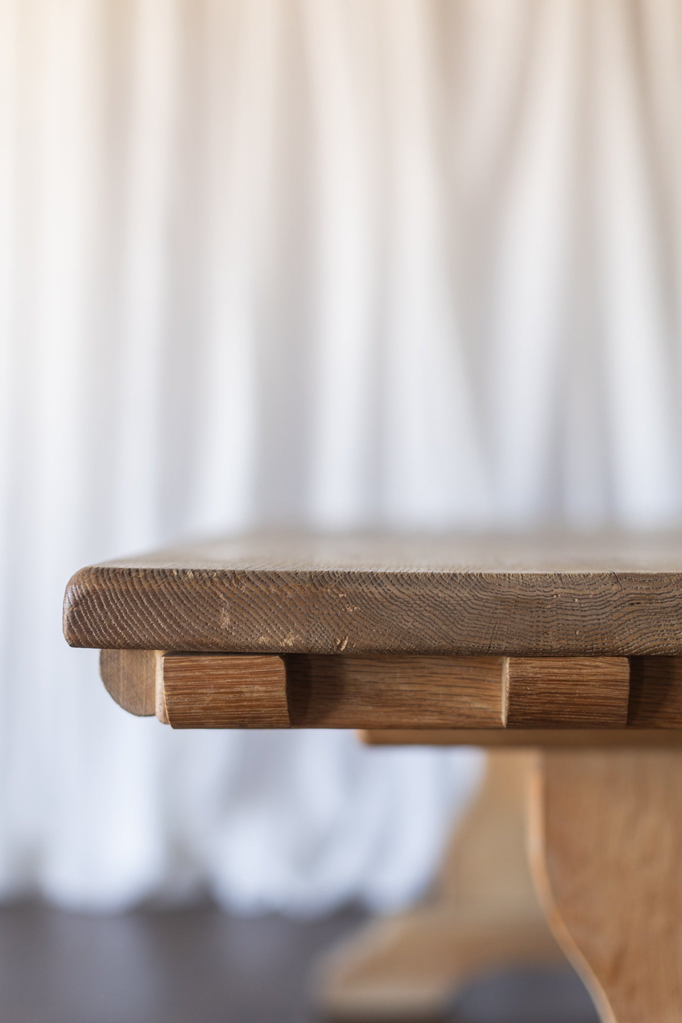 White Oak Dentil Detail Trestle Table