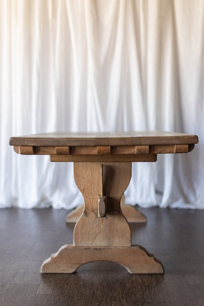 White Oak Dentil Detail Trestle Table