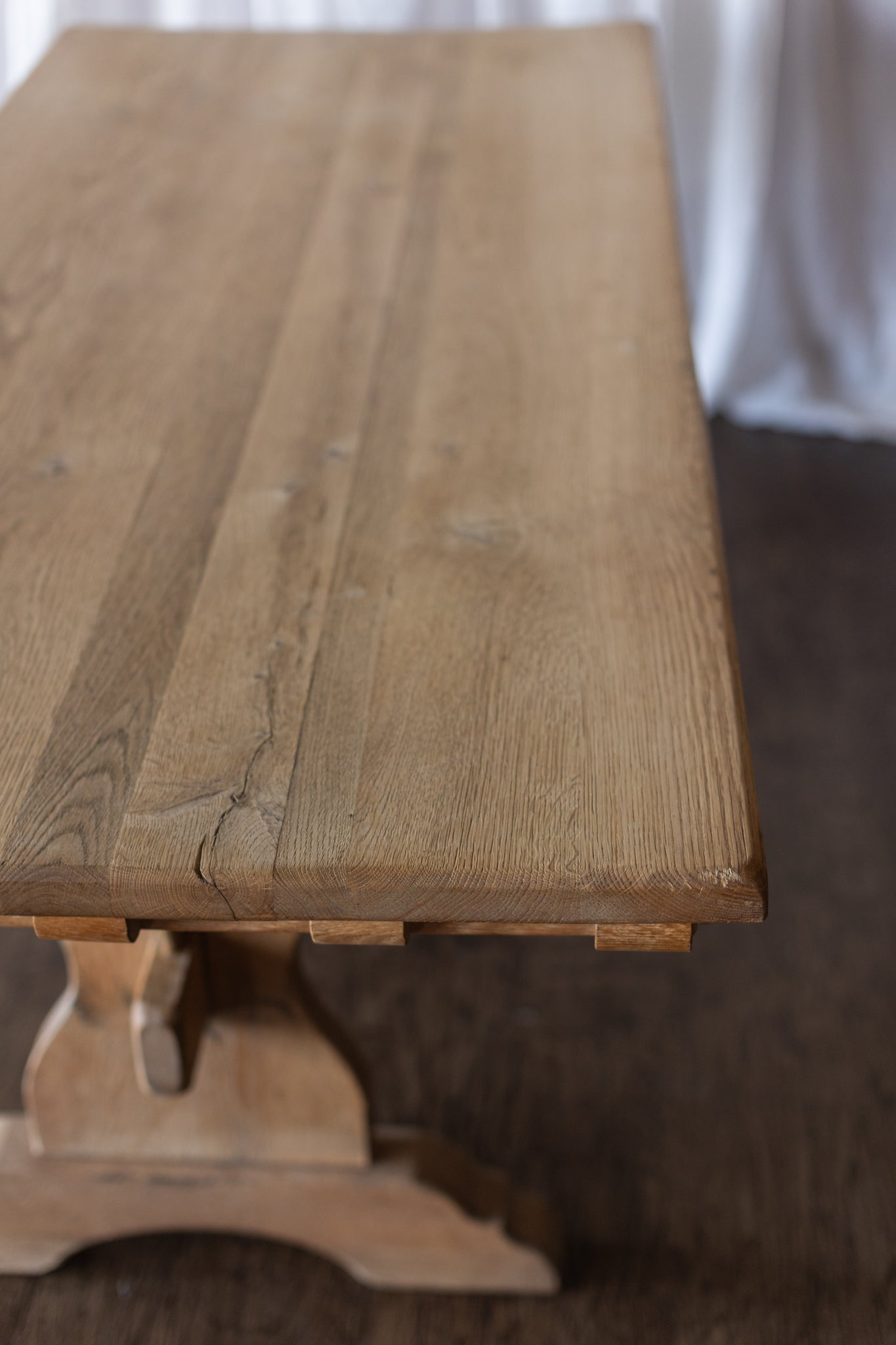 White Oak Dentil Detail Trestle Table