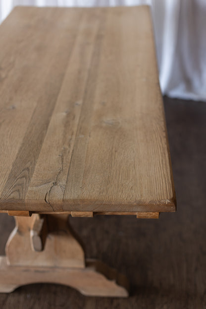 White Oak Dentil Detail Trestle Table