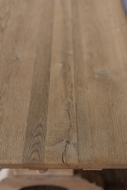 White Oak Dentil Detail Trestle Table