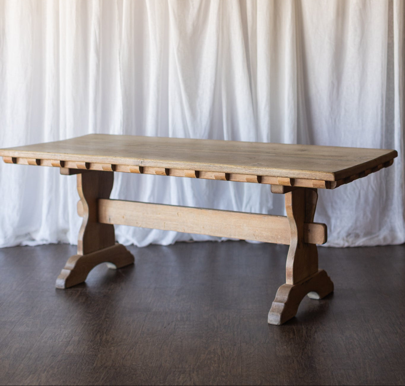 White Oak Dentil Detail Trestle Table
