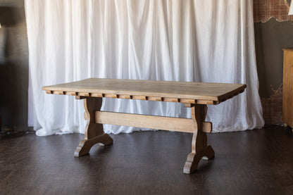 White Oak Dentil Detail Trestle Table