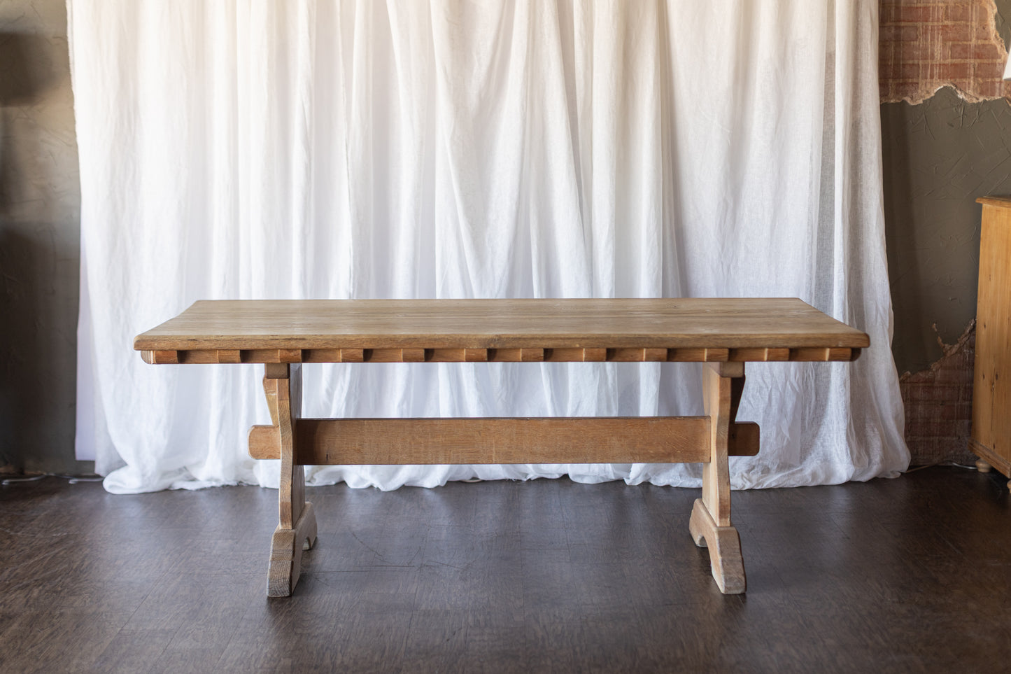 White Oak Dentil Detail Trestle Table