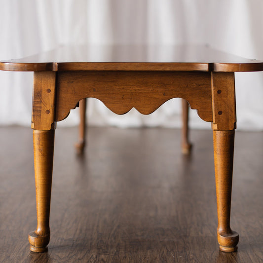 Ethan Allen Wooden Coffee Table with Shaped Apron