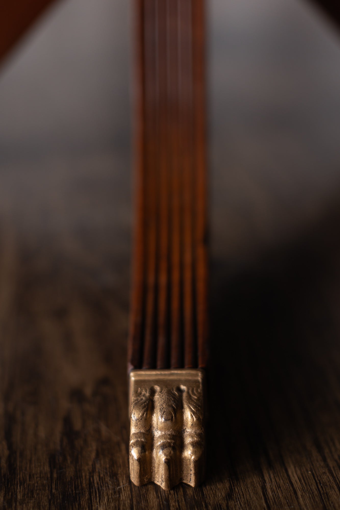 Mahogany Drop-Leaf Pedestal Table with Brass-Capped Feet