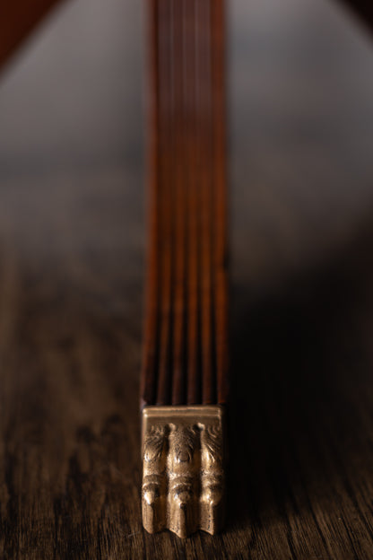 Mahogany Drop-Leaf Pedestal Table with Brass-Capped Feet