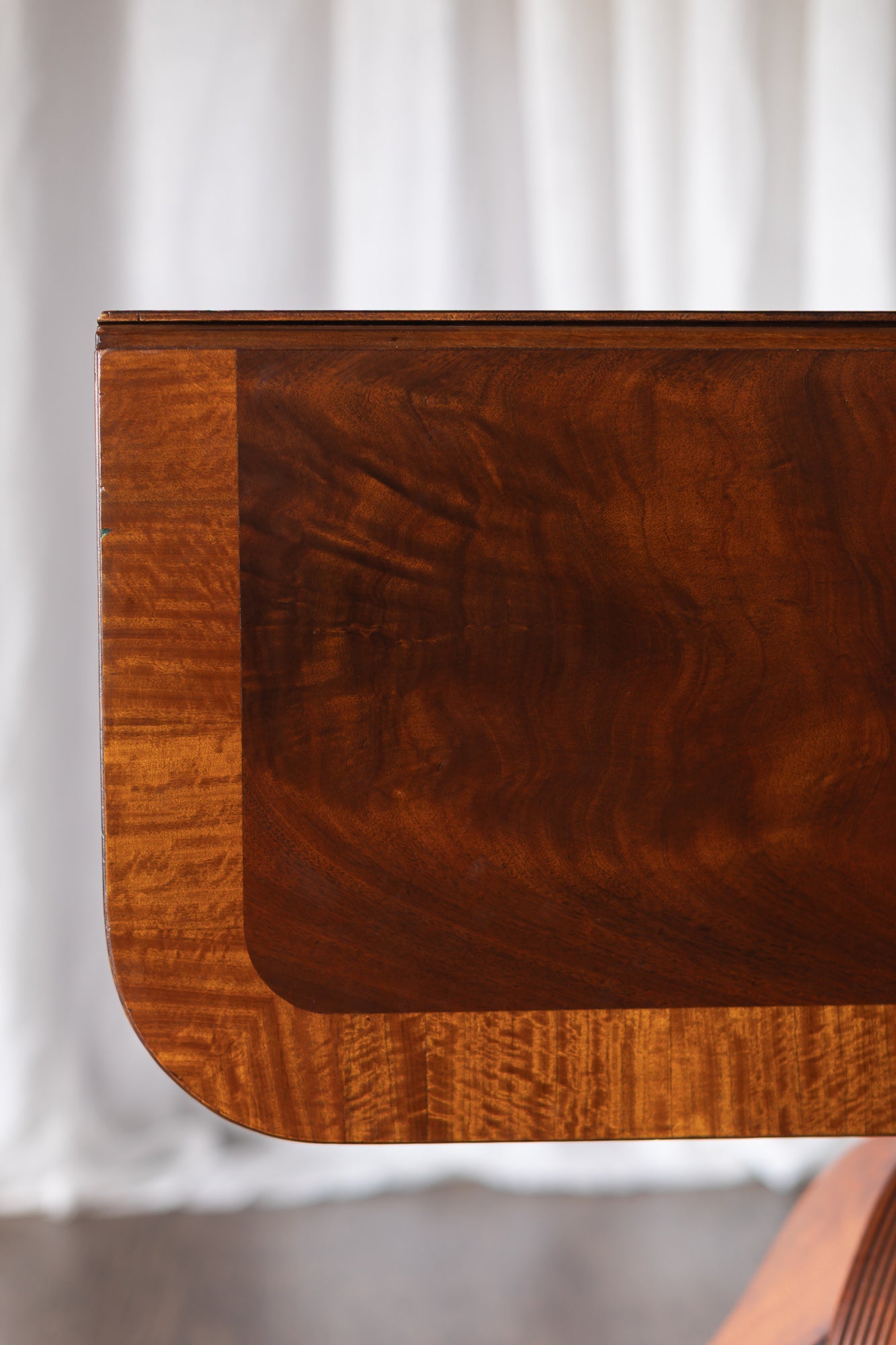 Mahogany Drop-Leaf Pedestal Table with Brass-Capped Feet