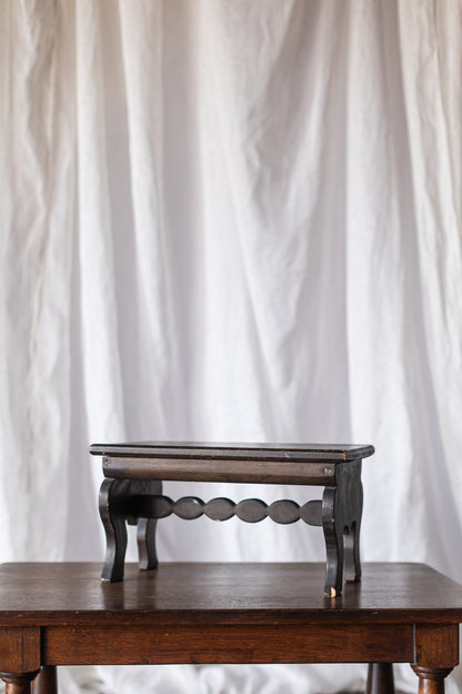 Curved Leg Dark Wood Footstool