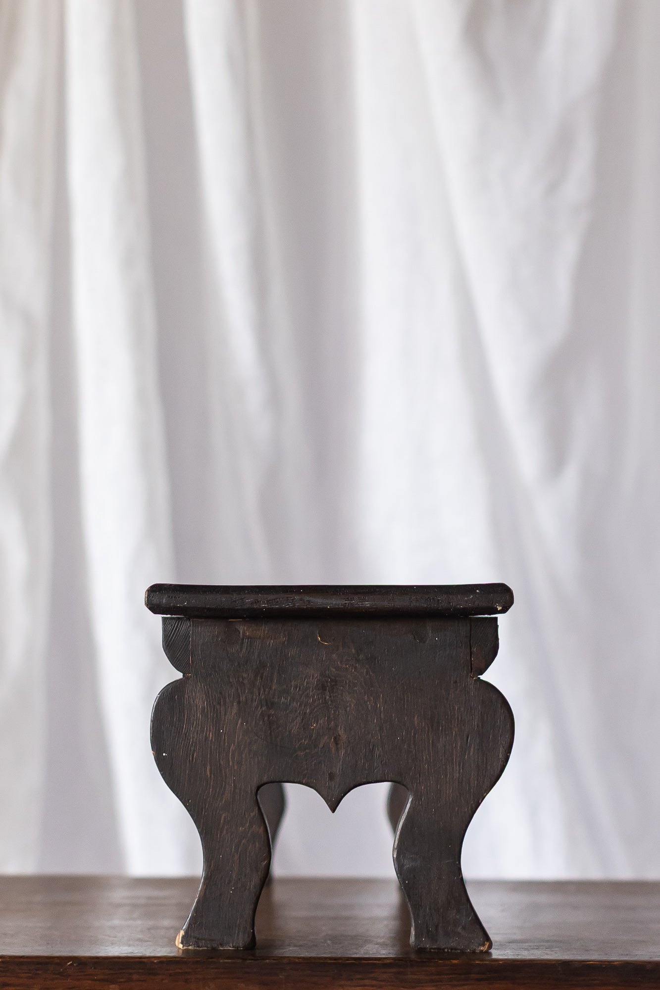 Curved Leg Dark Wood Footstool