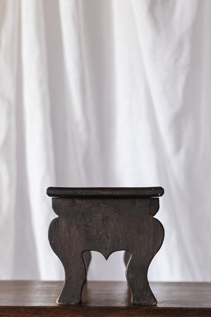 Curved Leg Dark Wood Footstool
