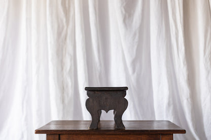 Curved Leg Dark Wood Footstool