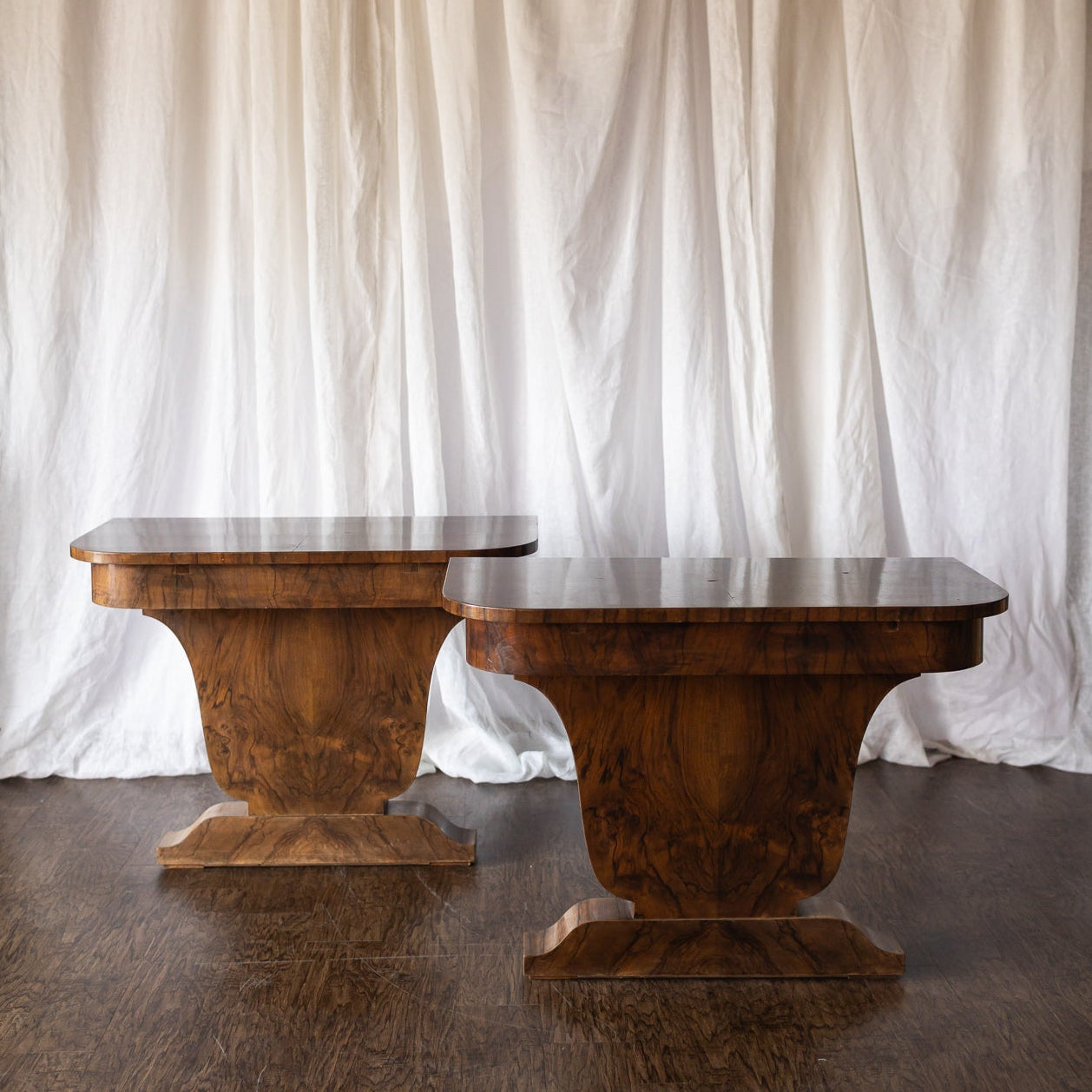 Pair of 1930s French Art Deco Demilune Tables