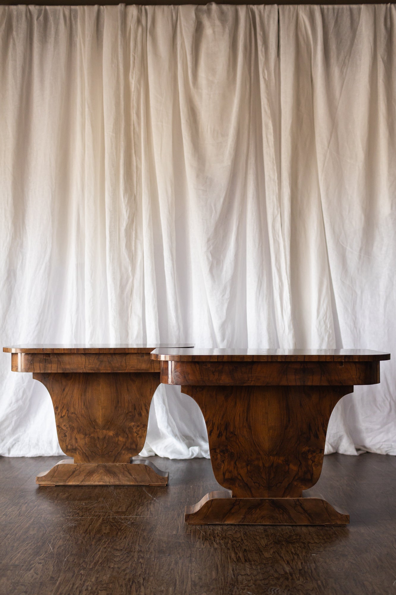 Pair of 1930s French Art Deco Demilune Tables