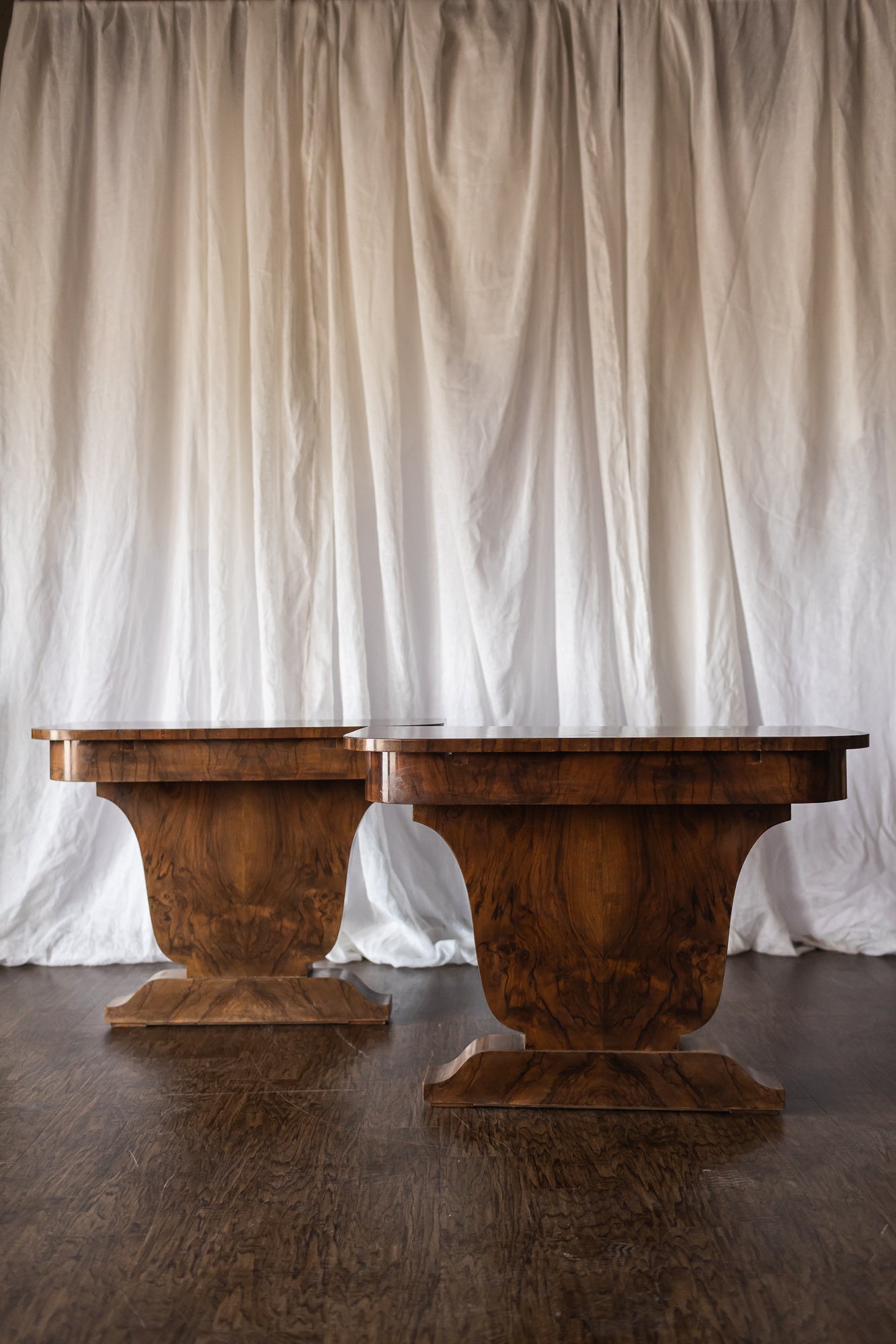 Pair of 1930s French Art Deco Demilune Tables