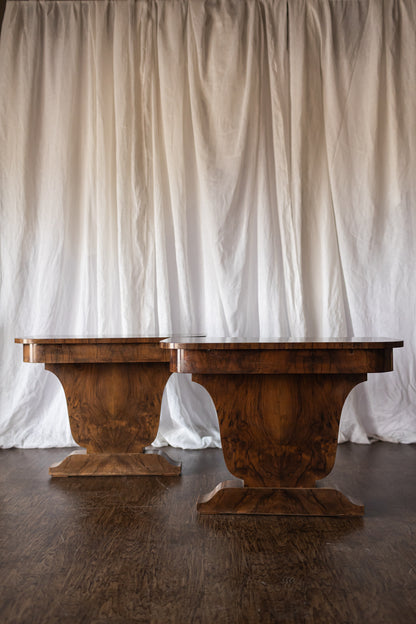 Pair of 1930s French Art Deco Demilune Tables