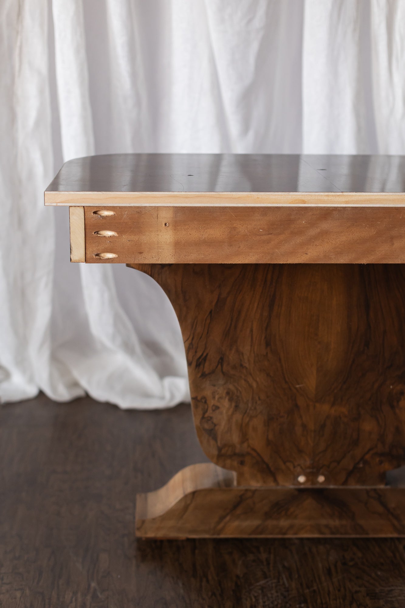 Pair of 1930s French Art Deco Demilune Tables