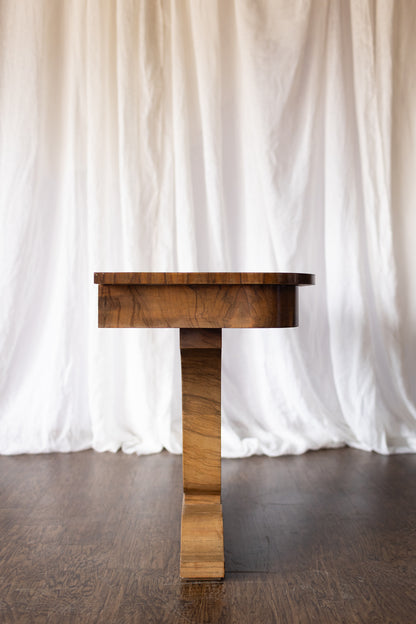 Pair of 1930s French Art Deco Demilune Tables