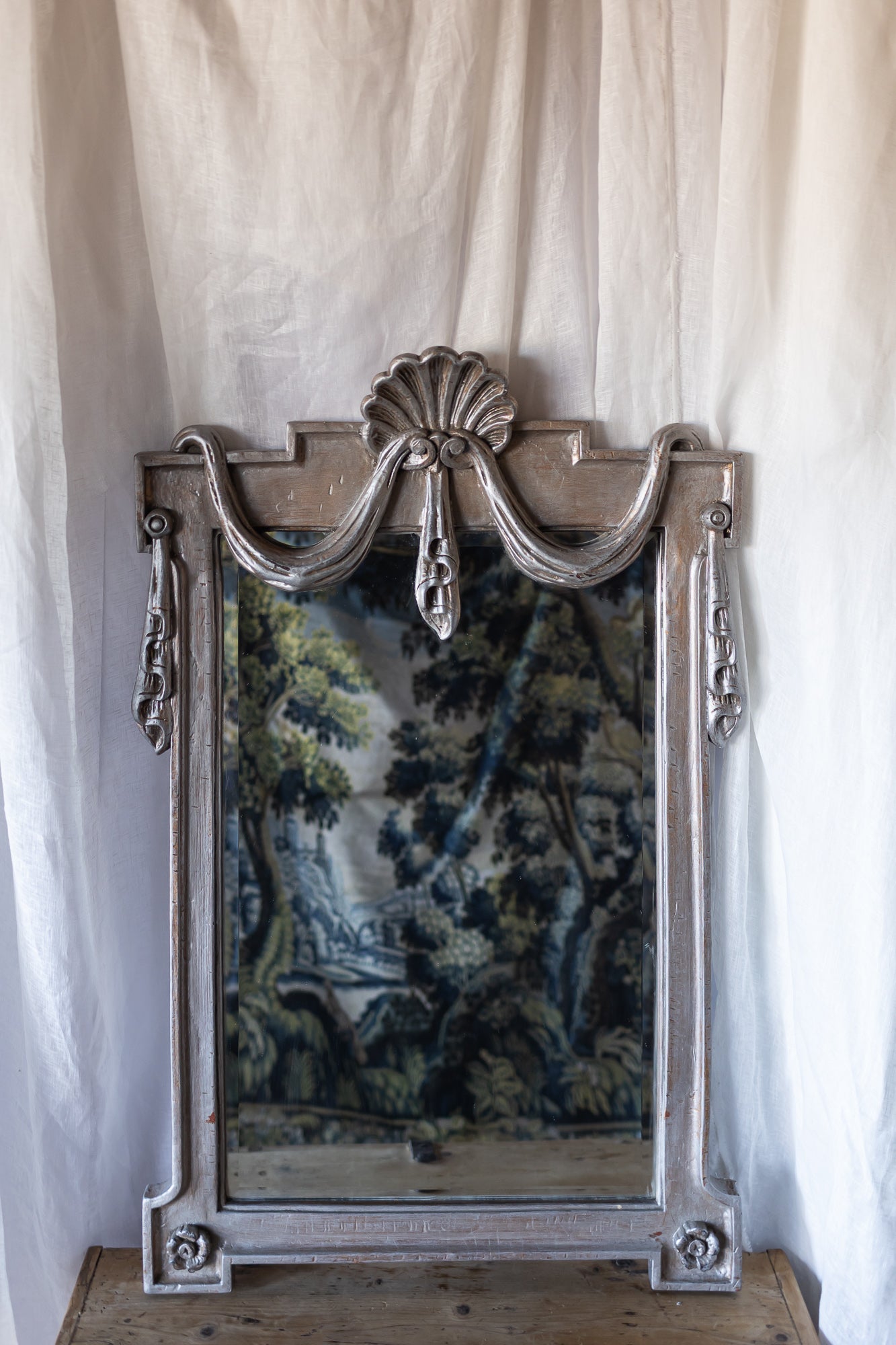 Silver Shell Draped Mirror
