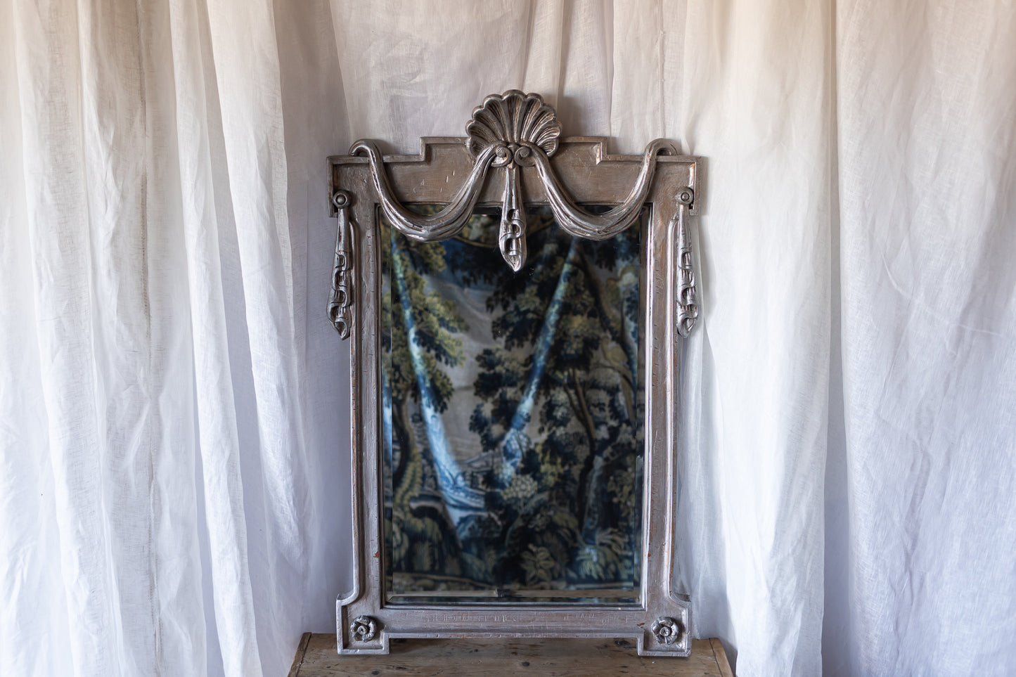 Silver Shell Draped Mirror