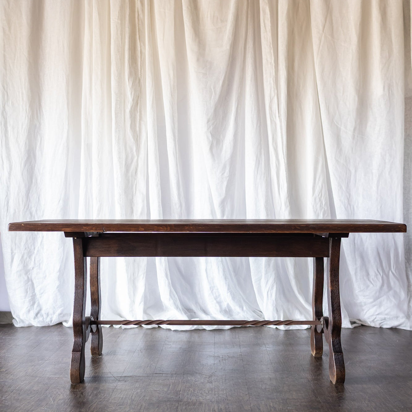 Trestle Table with Iron Base